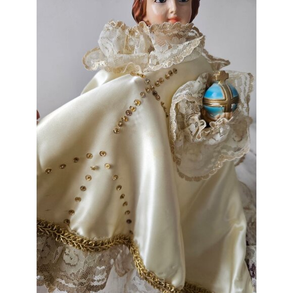 Vintage chalkware 17" infant of Prague statuary Italian Italy religious statue f - Picture 13 of 16